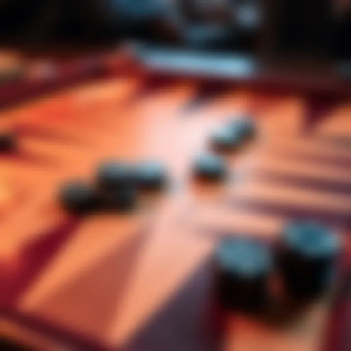 Detailed view of Backgammon board with scoring notation