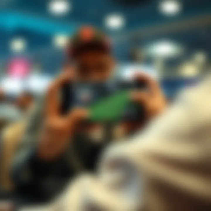 Person playing a game on mobile device