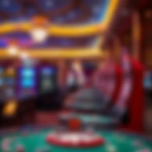 Casino Floor with Diverse Gaming Options An engaging visual of a vibrant casino floor showcasing exciting gaming options