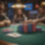 A vibrant poker table set with chips and cards