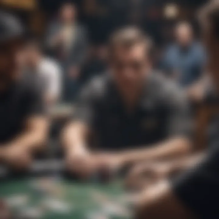 Exciting moment of a poker tournament with players focused