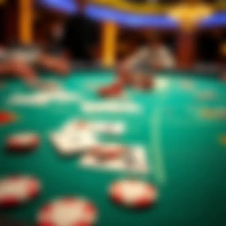 Blackjack Table Action A close-up of a blackjack table with cards and chips, highlighting the game's excitement.