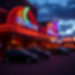 Exterior view of Feathers Casino showcasing its vibrant atmosphere