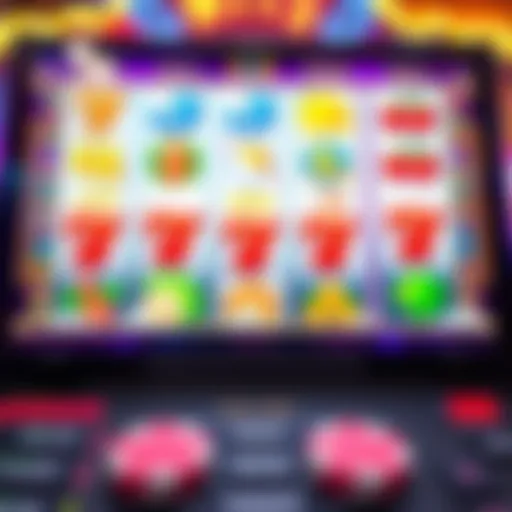 Vibrant online slot game interface with colorful symbols