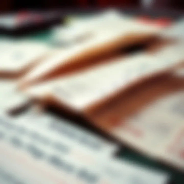 A collection of betting slips and odds displayed on a table