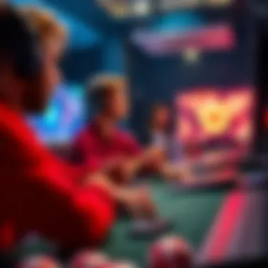 An abstract representation of online gaming, emphasizing excitement and engagement.