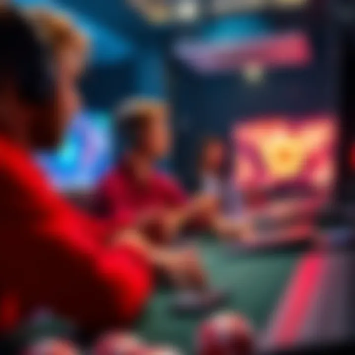 An abstract representation of online gaming, emphasizing excitement and engagement.