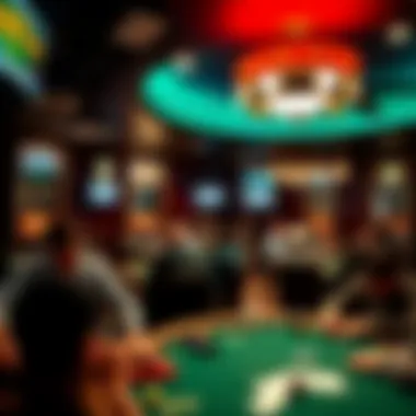 Interior of a bustling poker room in Austin showcasing players in action
