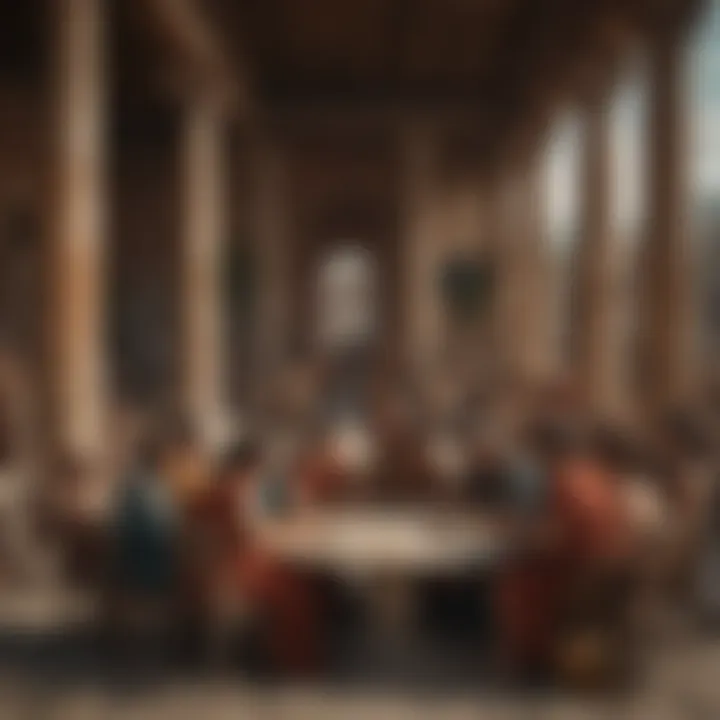 Reconstructed scene of a Pompeian social gathering