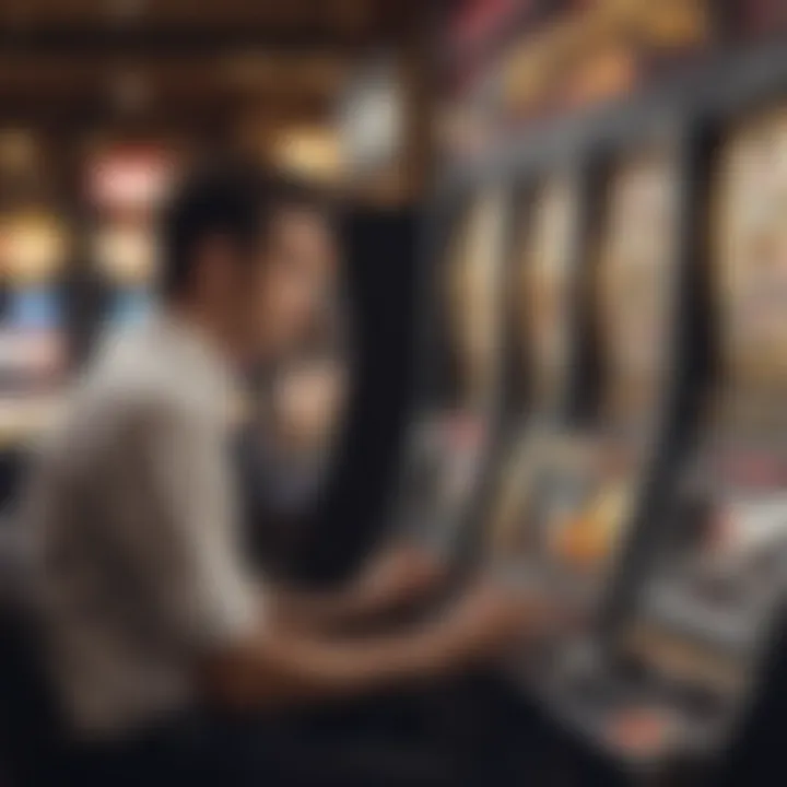 Player engaged in slot machine gameplay