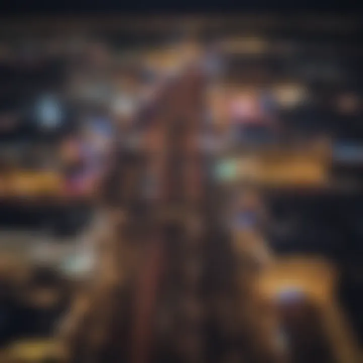 Aerial view of Las Vegas Strip illuminated at night