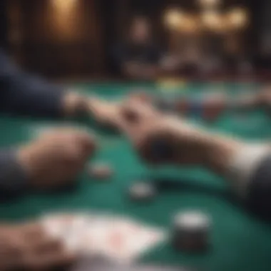 A poker table with advanced gameplay in progress