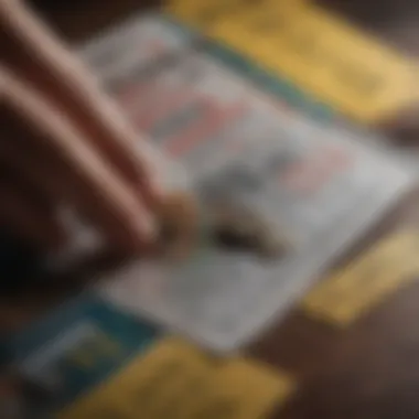 A close-up view of someone scratching a ticket revealing a prize