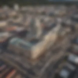 Aerial view of Charleston, WV highlighting the casino district