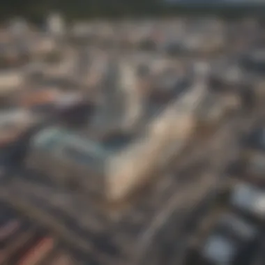 Aerial view of Charleston, WV highlighting the casino district