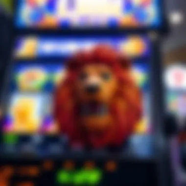 A captivating lion slot machine display showcasing vibrant graphics