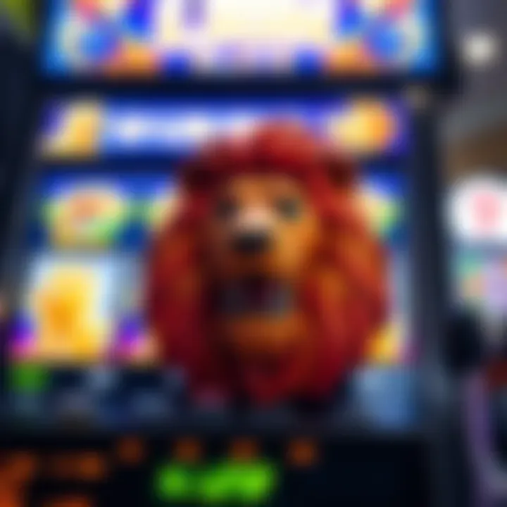 A captivating lion slot machine display showcasing vibrant graphics