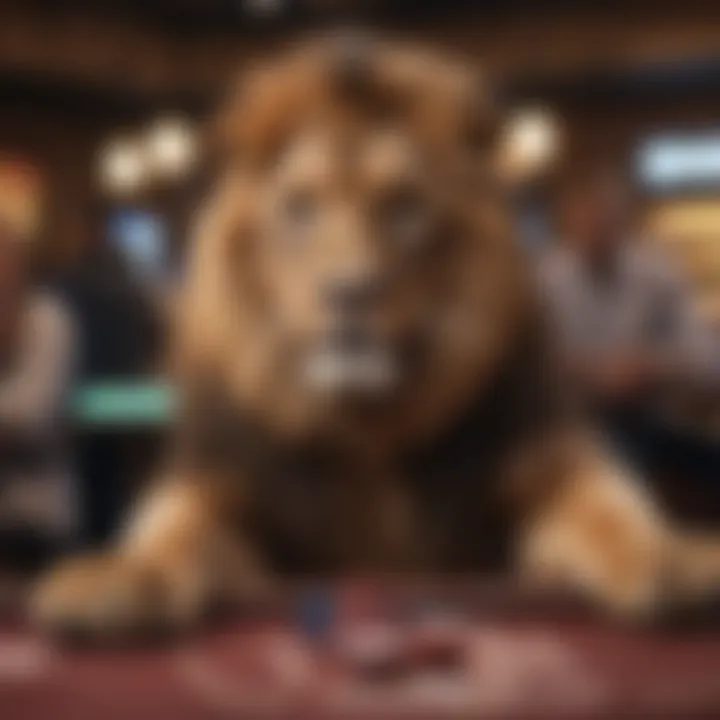 Dynamic scene of a player experiencing the excitement of winning on the Lion's Share slot