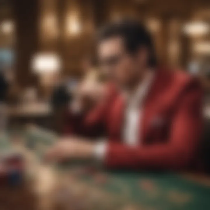 Player deep in thought during a baccarat game