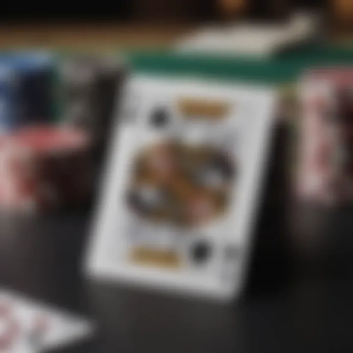 A close-up view of playing cards depicting various blackjack scenarios