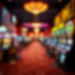Inside a vibrant casino floor showcasing various gaming tables and slot machines
