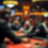 Engaged Players in a Tournament Poker tournament setting with players engaged in action