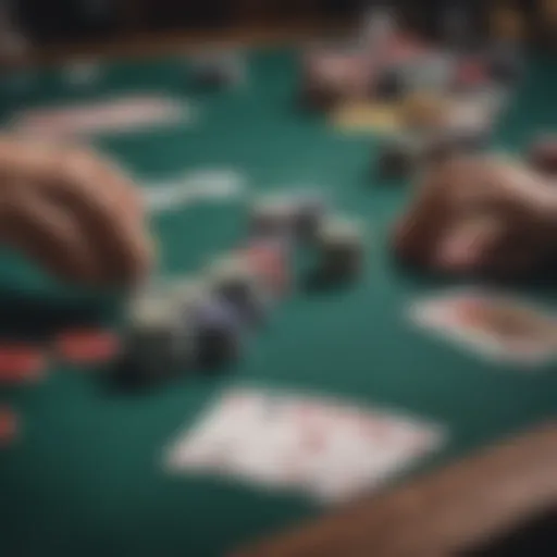 Three Card Poker table setup with cards and chips