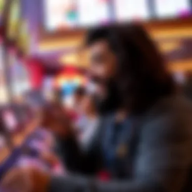 An enthusiastic player engaging with a Keno ticket at the Talking Stick venue.