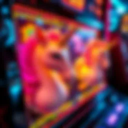 Colorful symbols of the unicorn slot machine