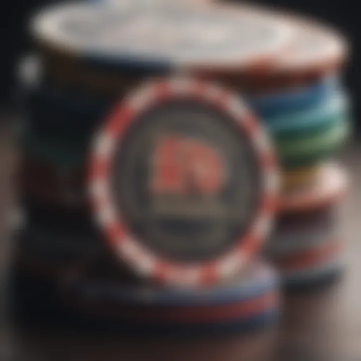 A close-up view of high-quality ceramic poker chips stacked neatly